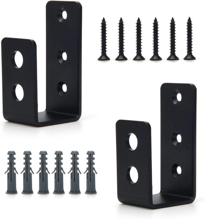 Catcan 2 Pack 2x4 Door Barricade Brackets, Upgrade Thickness Door Security Bar Heavy Duty Reinforcement U Bracket for Home, Garage, Gate, Barn, Shed (Black) - Image 1